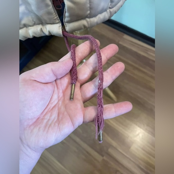 VTG 80s JCPenney Sz M Quilted Bomber Jacket Korea Cream Burgundy Stripe - Picture 6 of 9